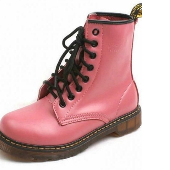 Dr. Martens 1460 Pink Leather Lace Up Chunky Ankle Boots - Picture 2 of 15